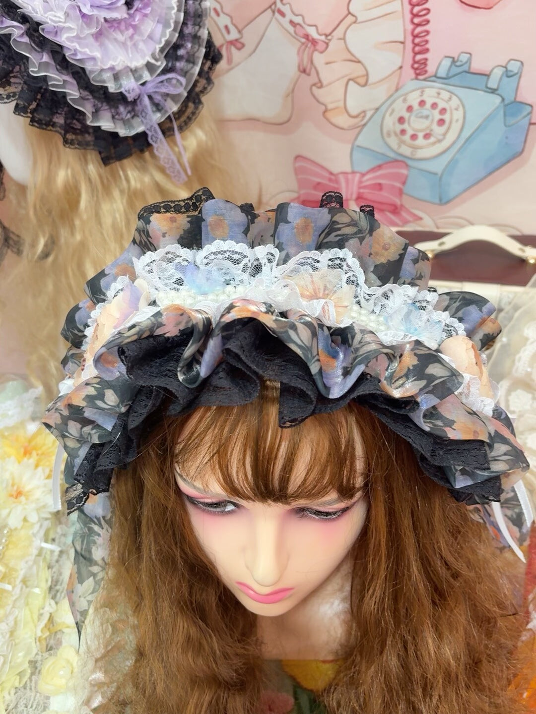 Diadema Gothic Lolita con lazo y encaje negro