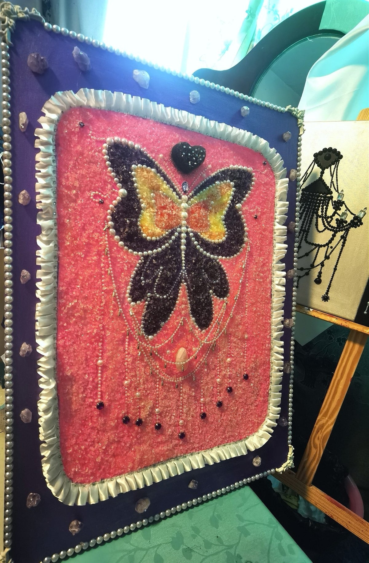 Pearl Butterfly Crystal Artwork 50x70cm