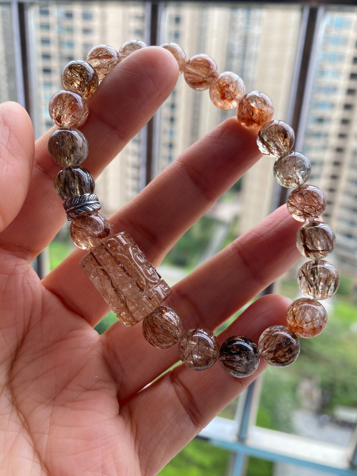 Black Gold Super Seven Crystal Bracelet 9mm