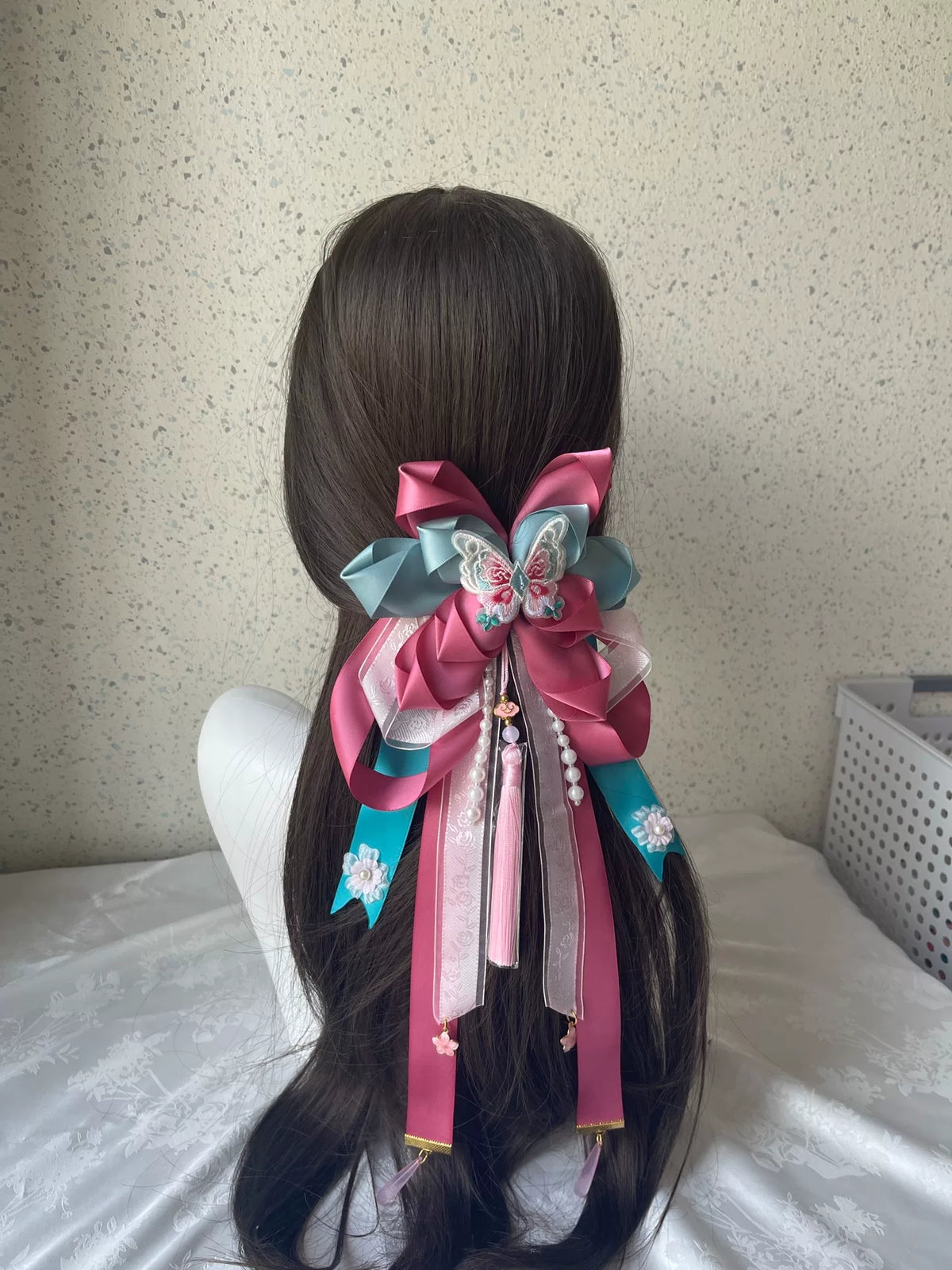 Lolita Pink Mint Green Bow Hair Clip
