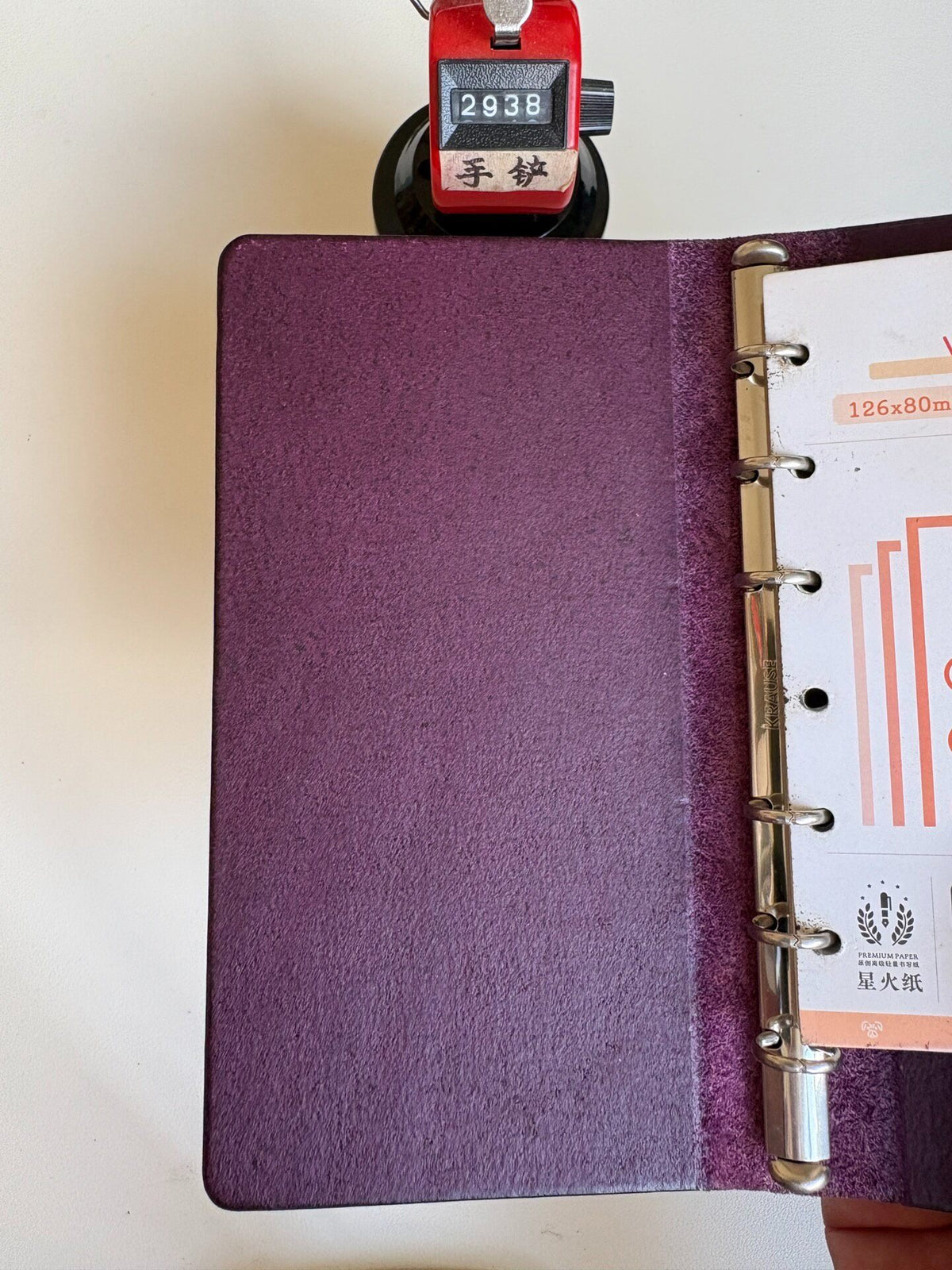 Buttero Leather Purple A6 Ring Binder