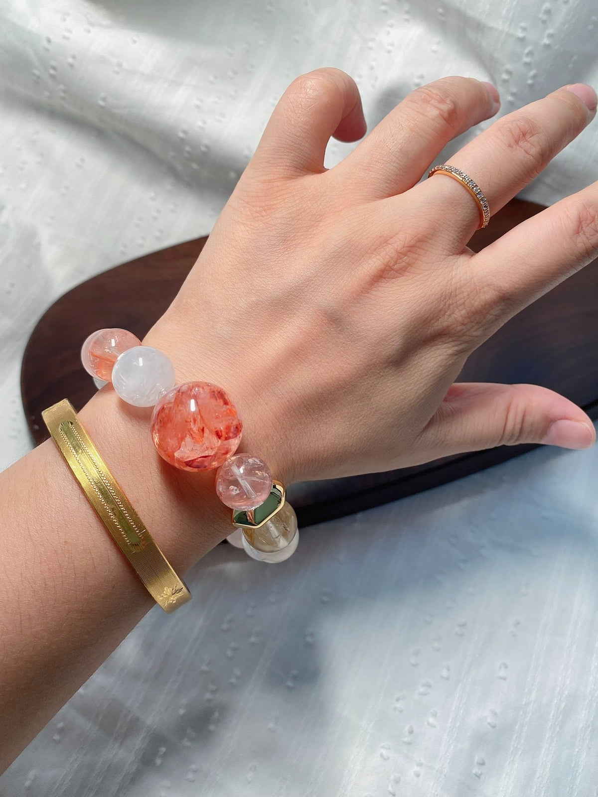 Multi-Gemstone Crystal Bracelet with Quartz Inclusions
