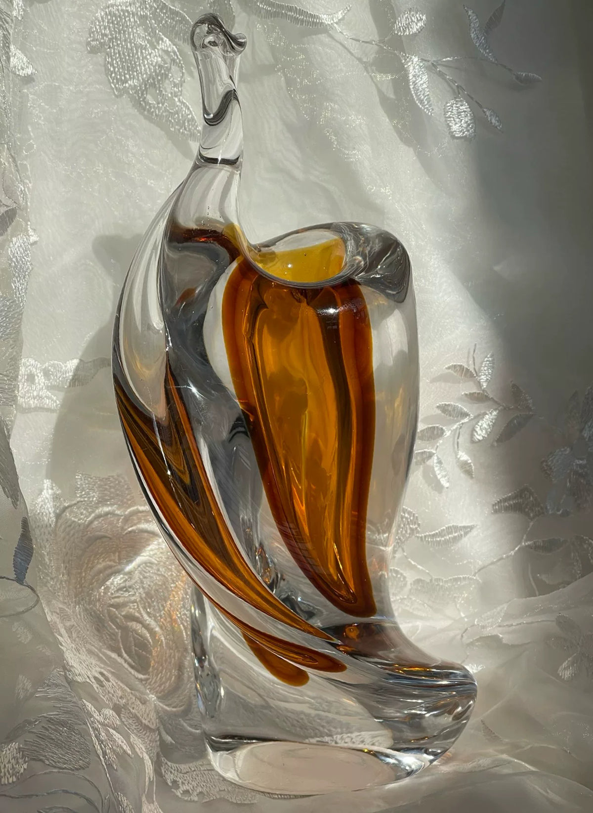 Vaso de Vidro Vintage Amber Sommerso