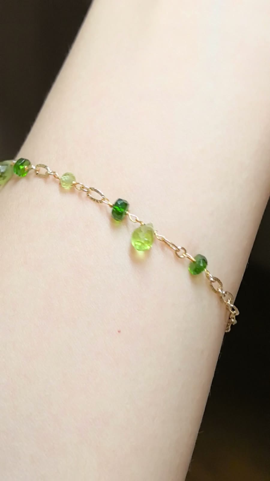 Peridot Diopside Gold Filled Bracelet