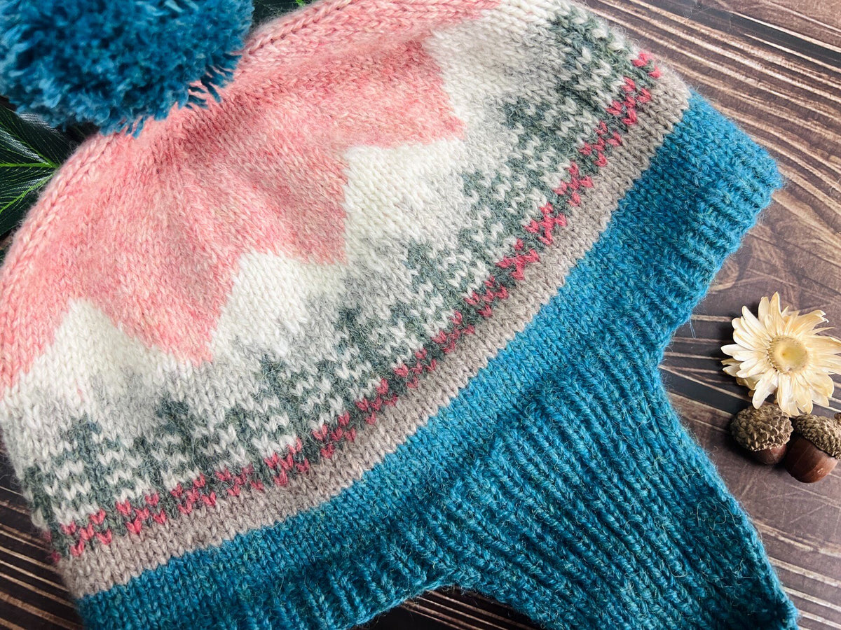 100 Wool Shetland Jacquard Earflap Hat