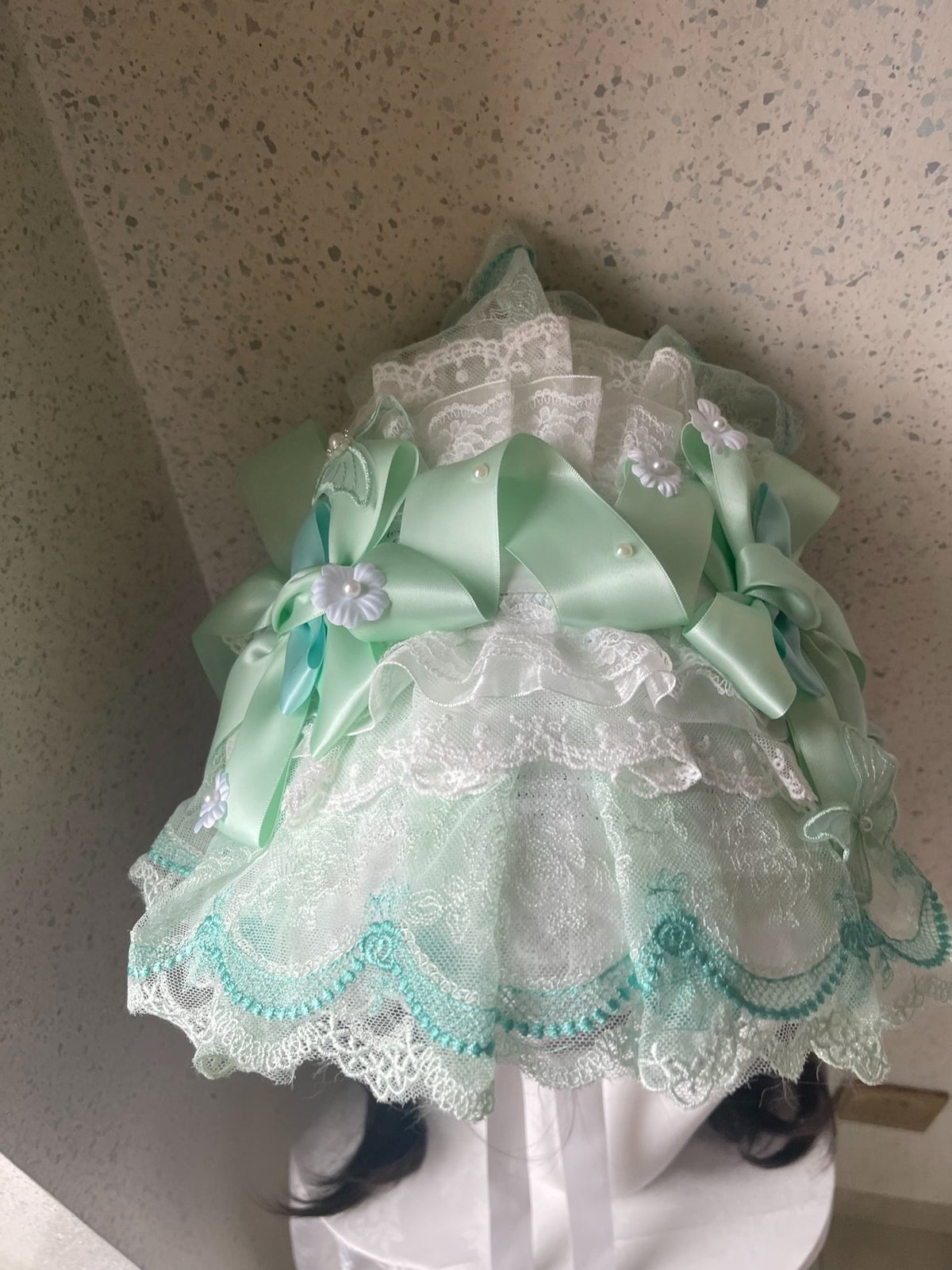 Mint Green Lace Lolita Bonnet Hat