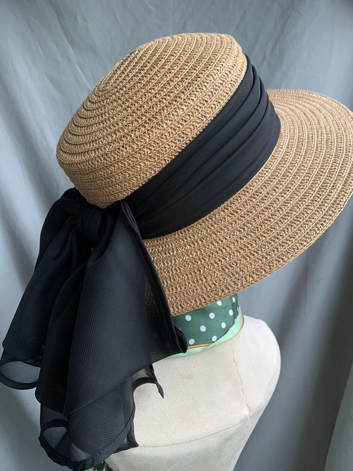 French Bow Wide Brim Straw Sun Hat