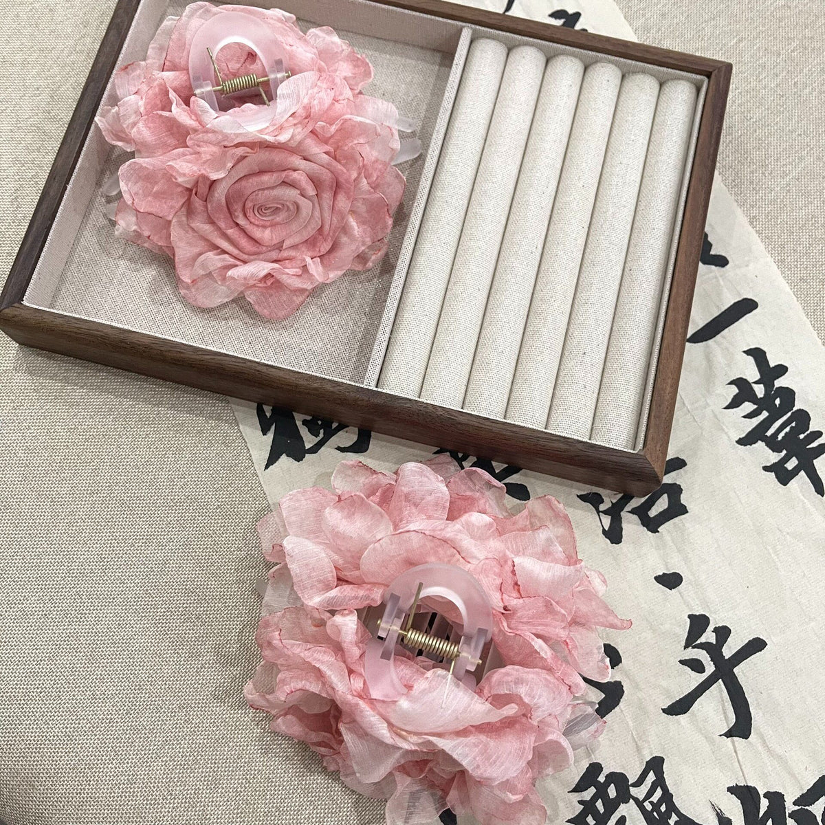 Handcrafted Fabric Rose Hair Claw Clip