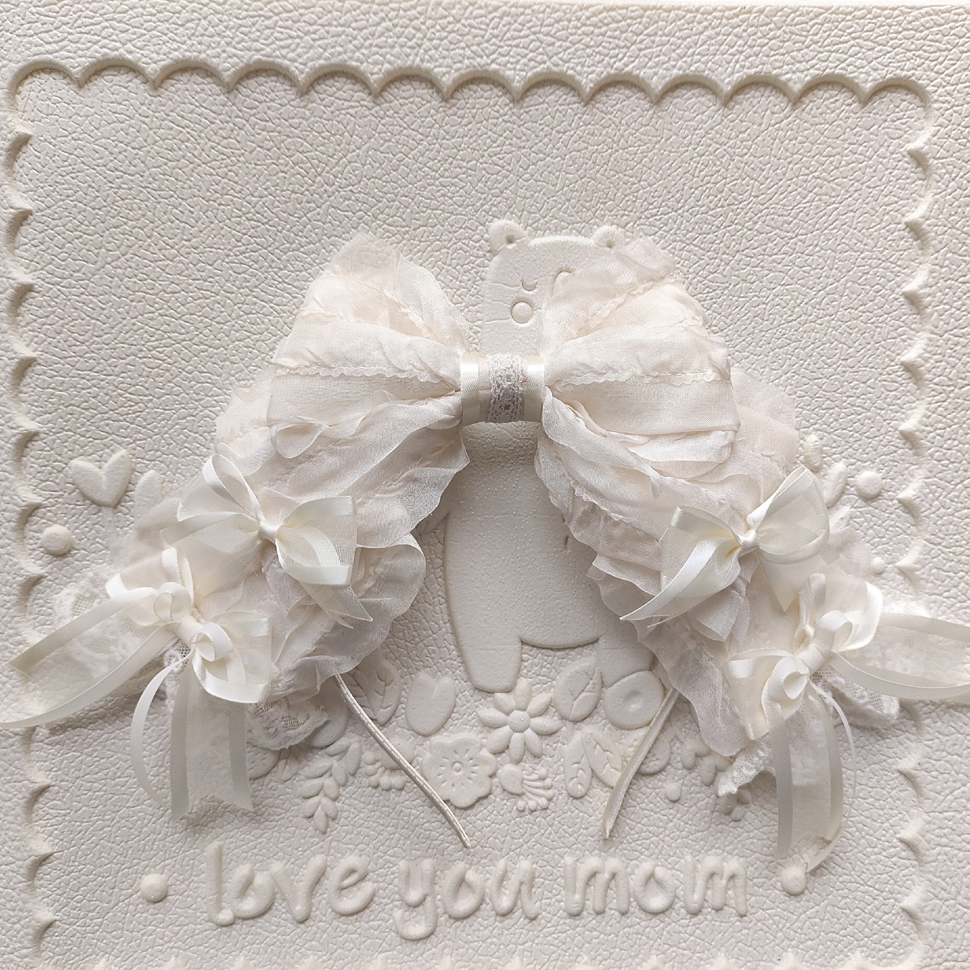 Lolita Pearl Bow Headband with Detachable Veil
