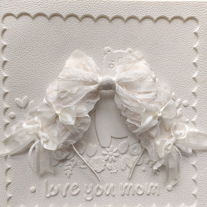 Lolita Pearl Bow Headband with Detachable Veil