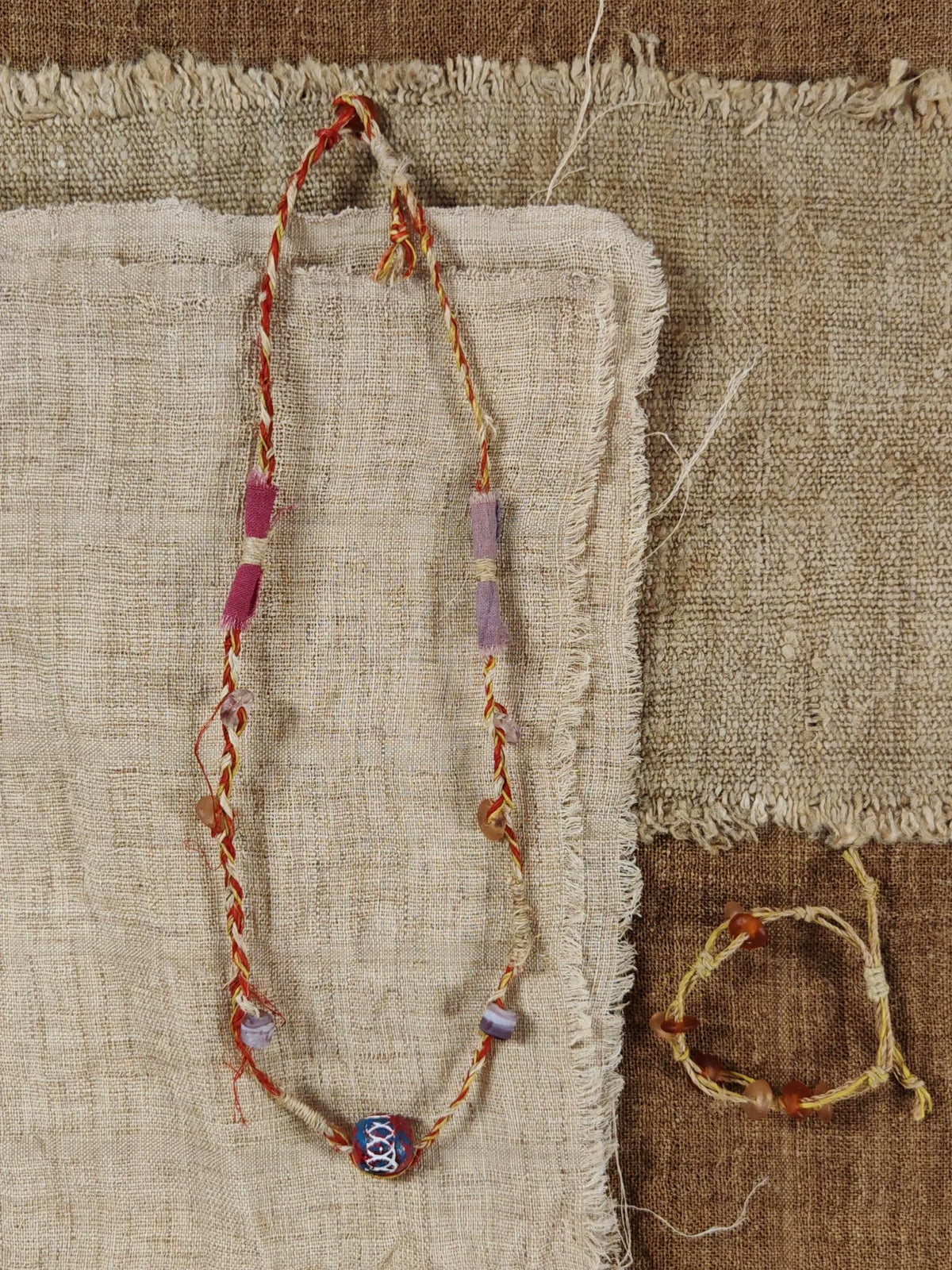 Nettle Cord Necklace with Nepalese Clay Bead