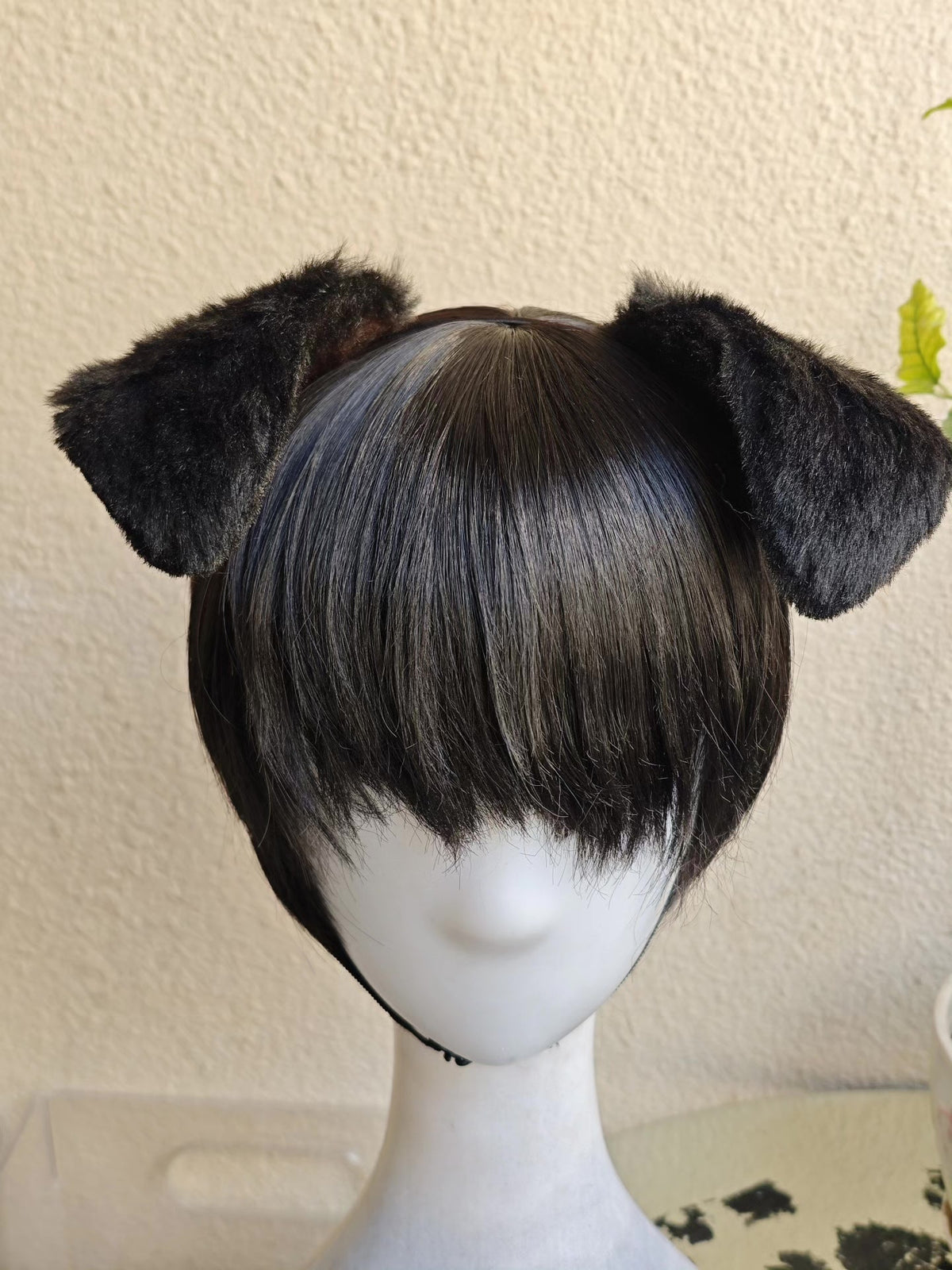 Diadema de orejas de perro caídas hecha a mano en piel sintética
