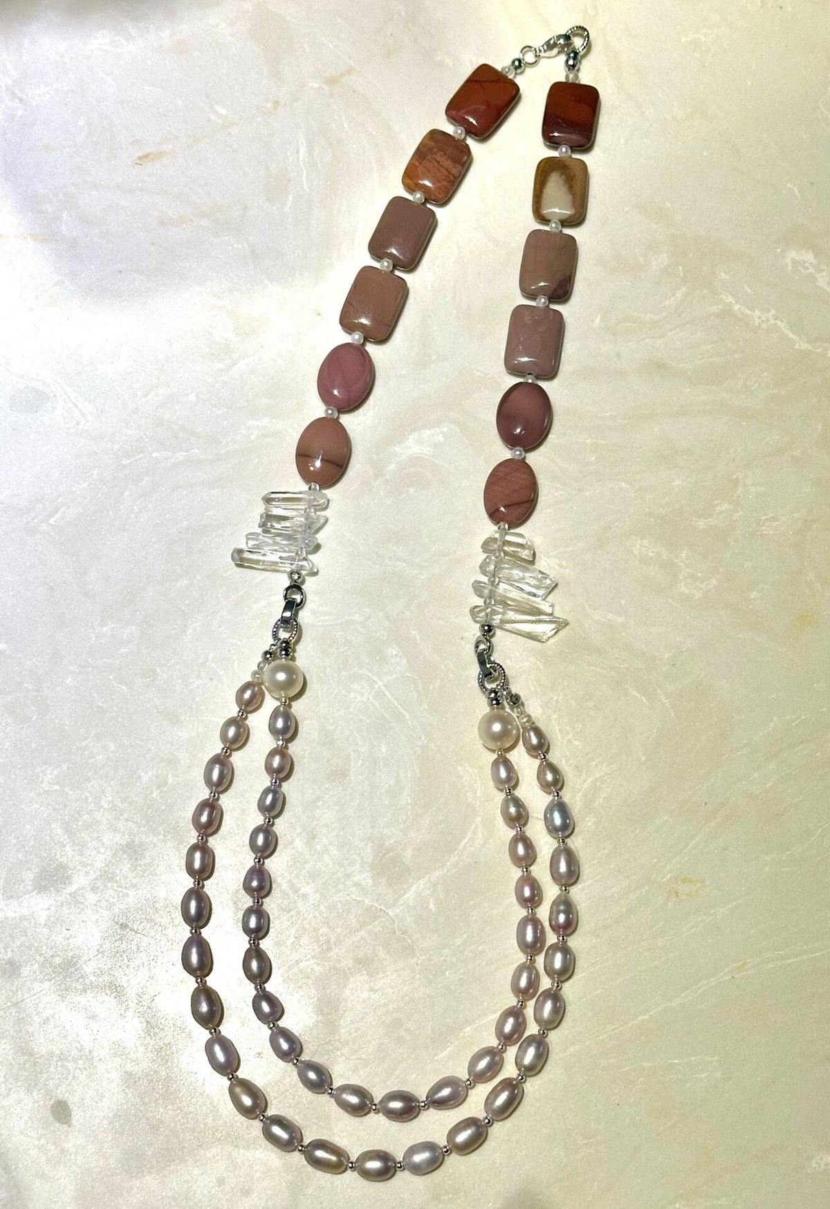Collier détachable en perles et agate
