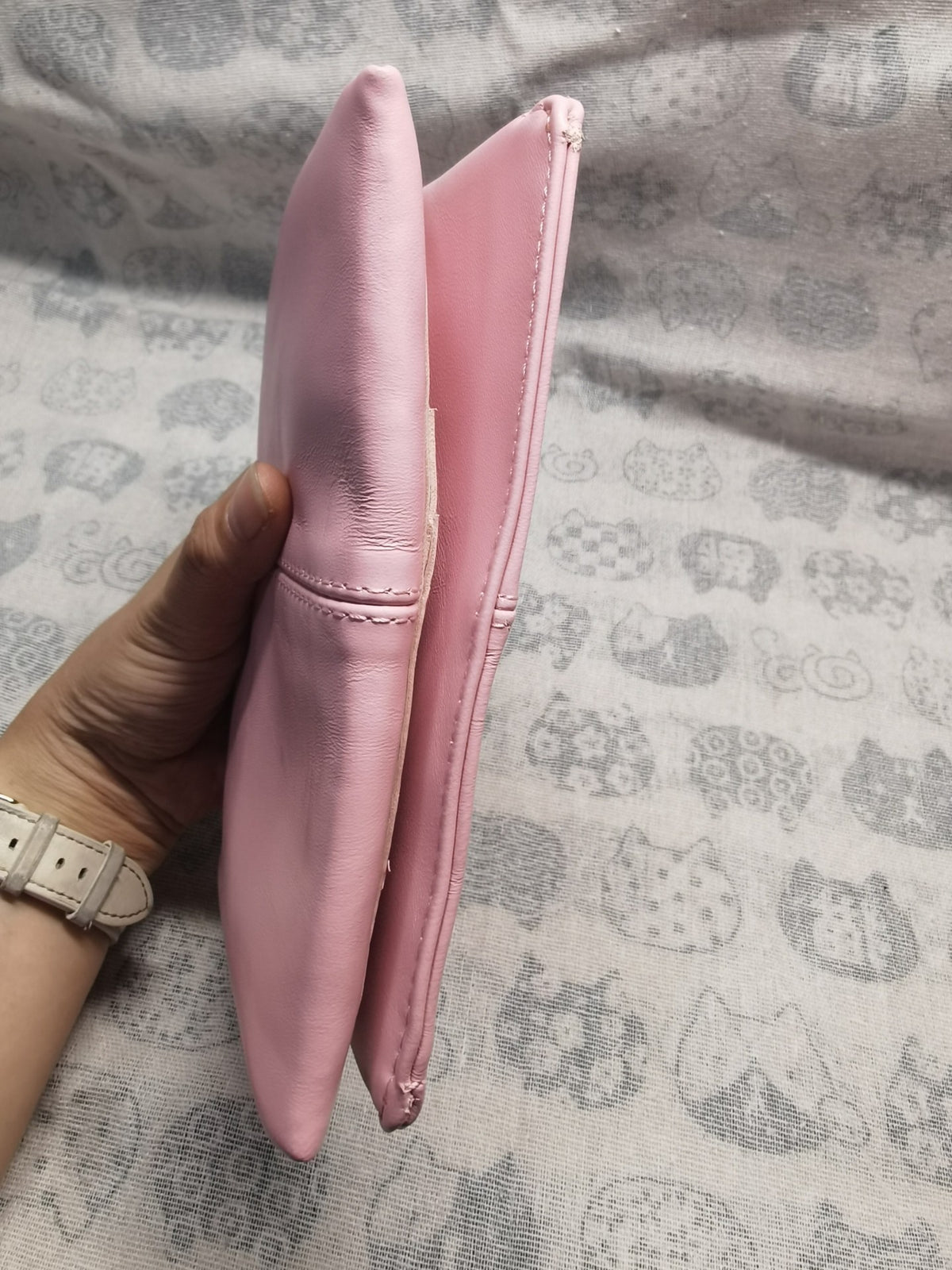 Cherry Pink Sheepskin A6 Ring Binder Notebook