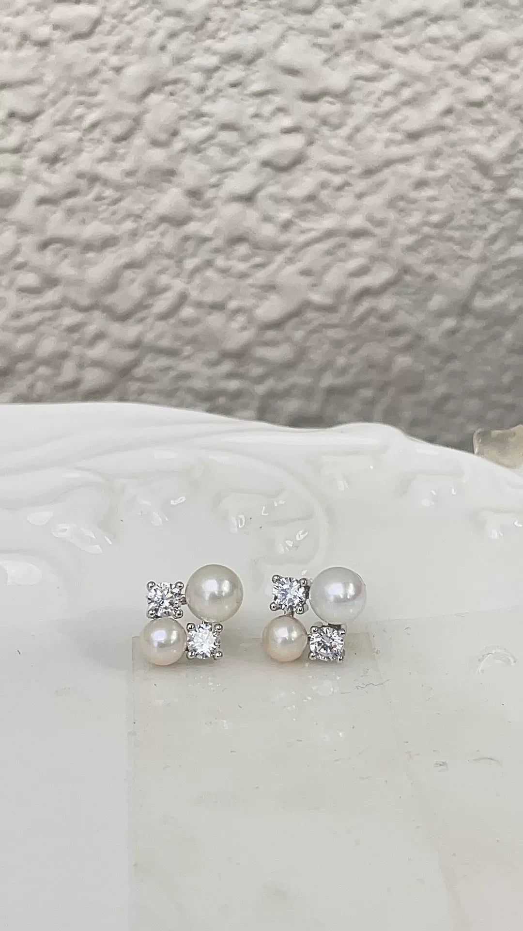 Asymmetric Edison Pearl Stud Earrings 925 Silver