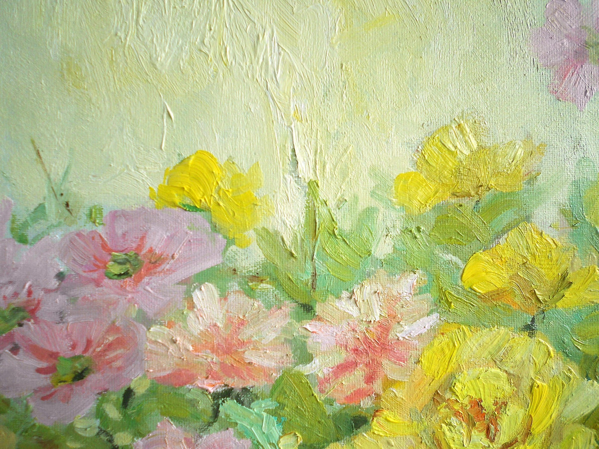 Hand Painted Yellow Roses Oil Painting