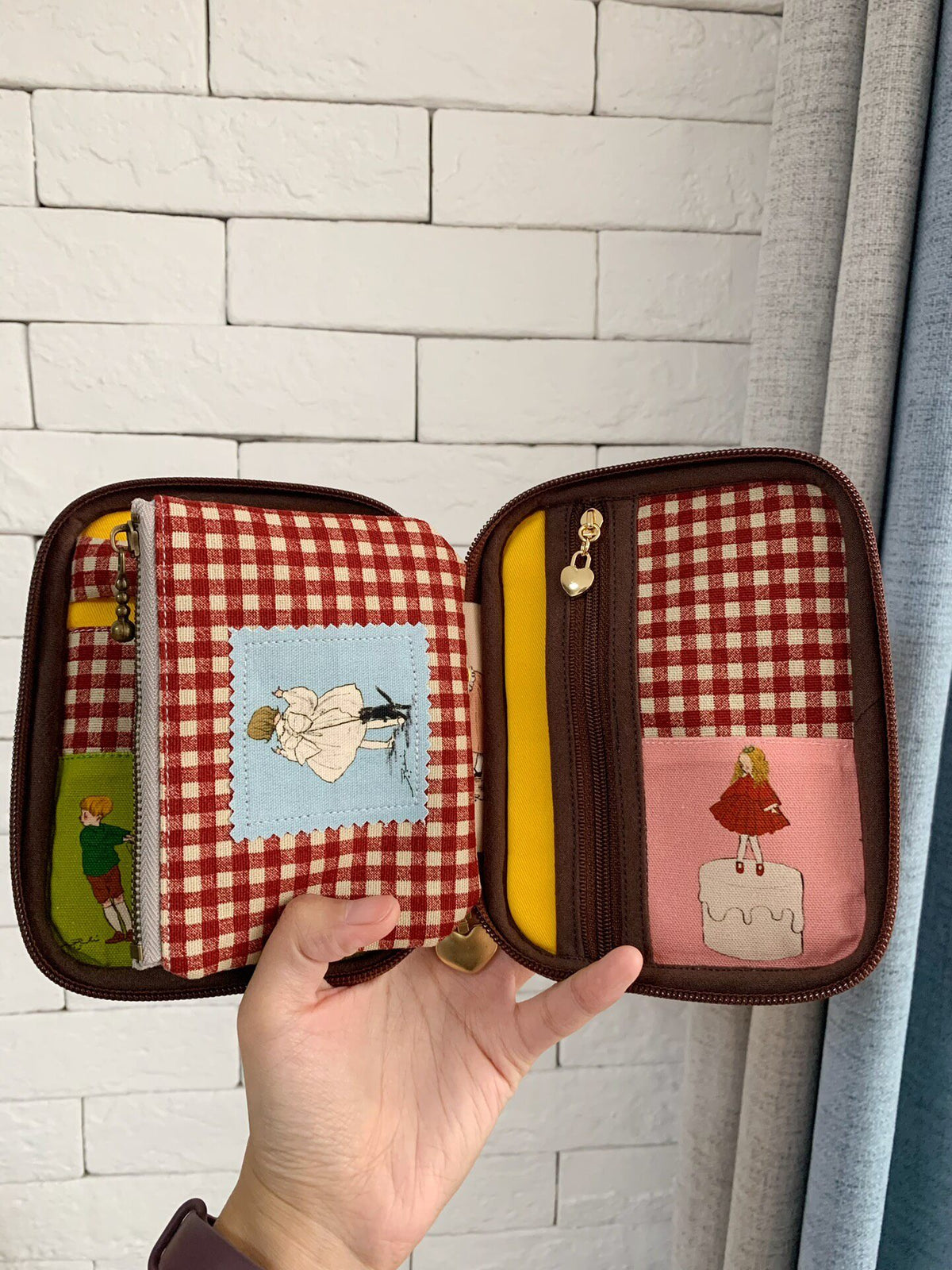 Zippered Organizer Pouch with Illustrated Panels