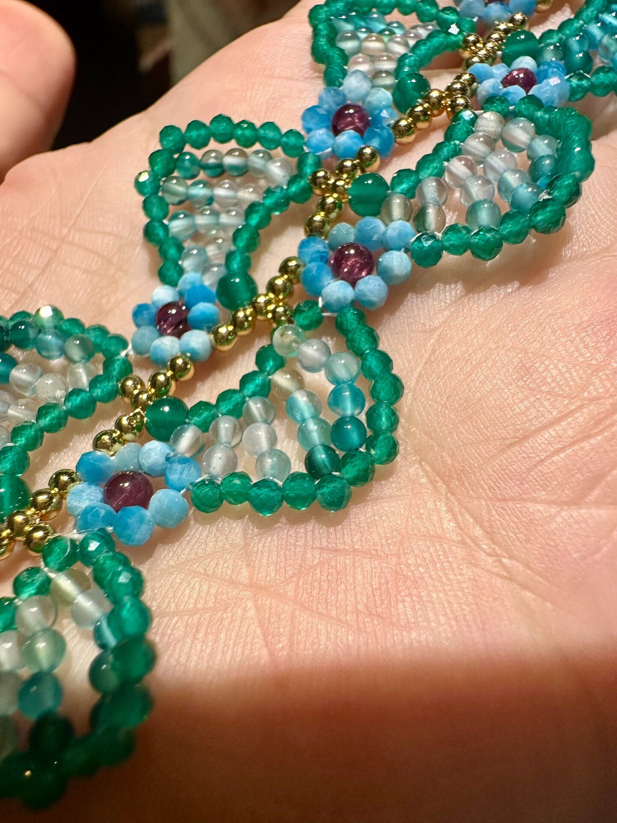Floral Vine Natural Stone Bracelet 2mm