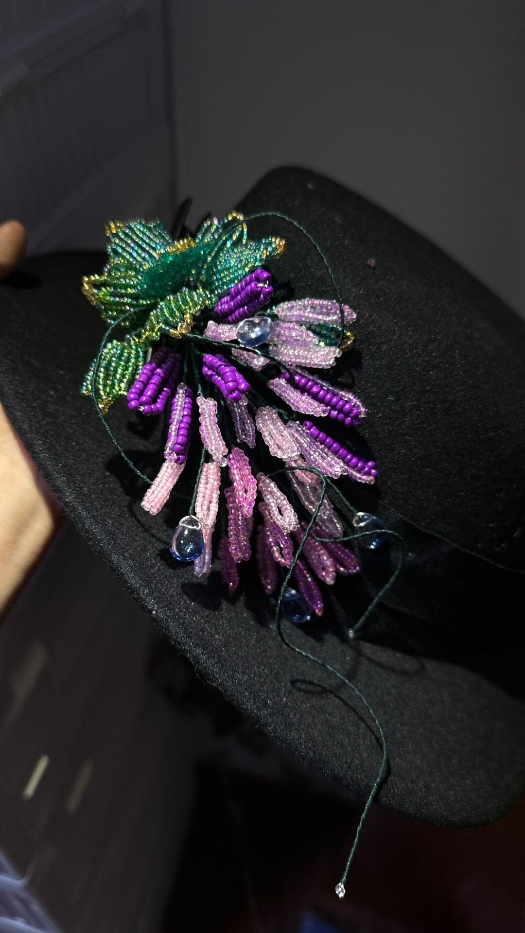 Beaded Wisteria Floral Hairpin Brooch Accessory