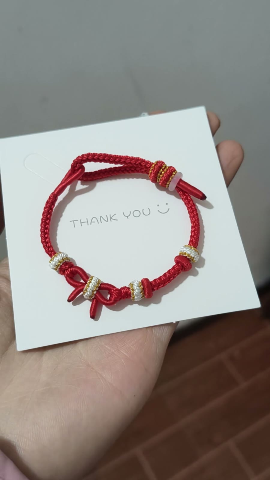 Hand Braided Red Cord Bracelet with Bow