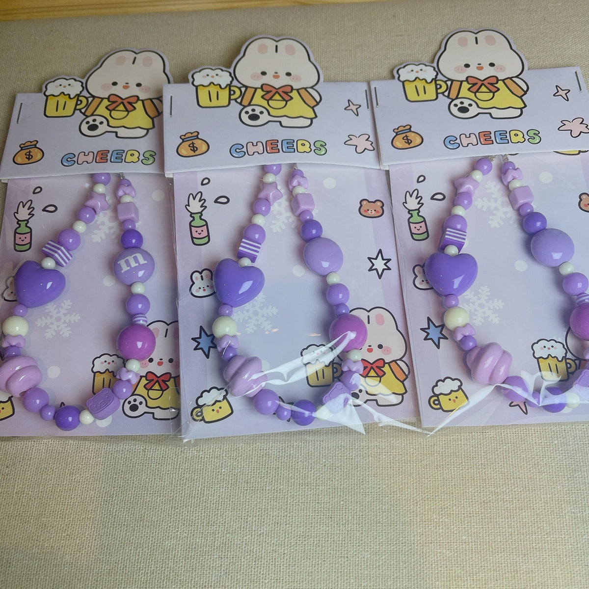 Lavender Purple Beaded Phone Chain