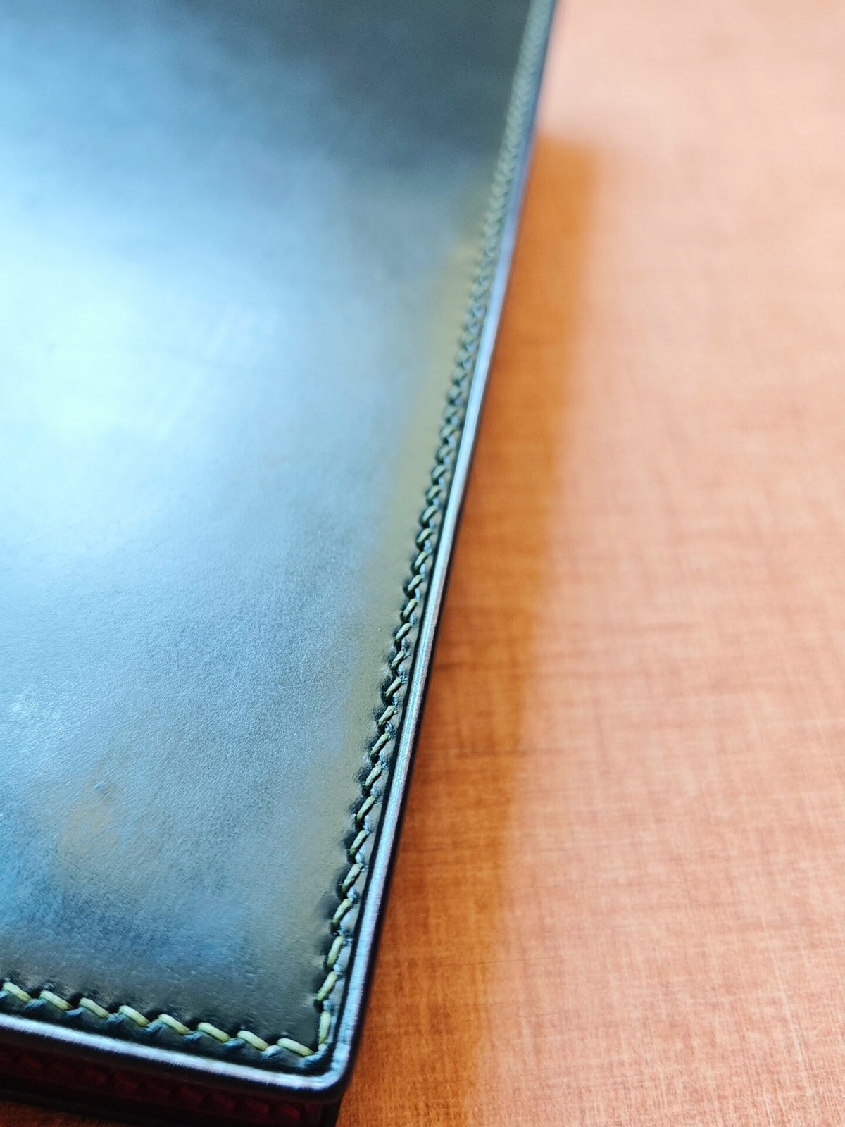 A6 Dark Green Leather Ring Binder Notebook
