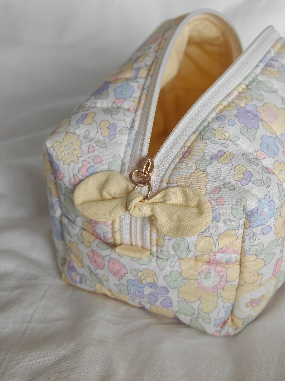Pochette Cosmetici in Cotone Floreale Trapuntata
