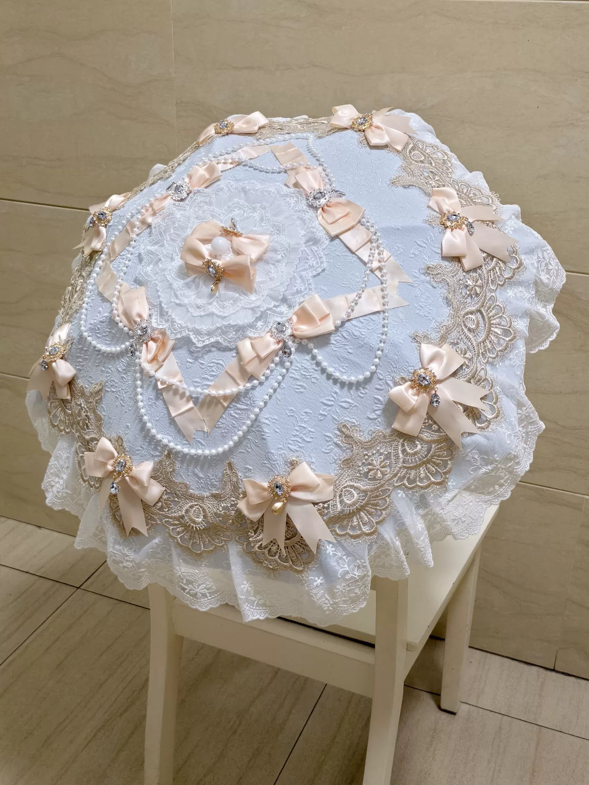 Handmade Blue Gold Lolita Decorative Umbrella
