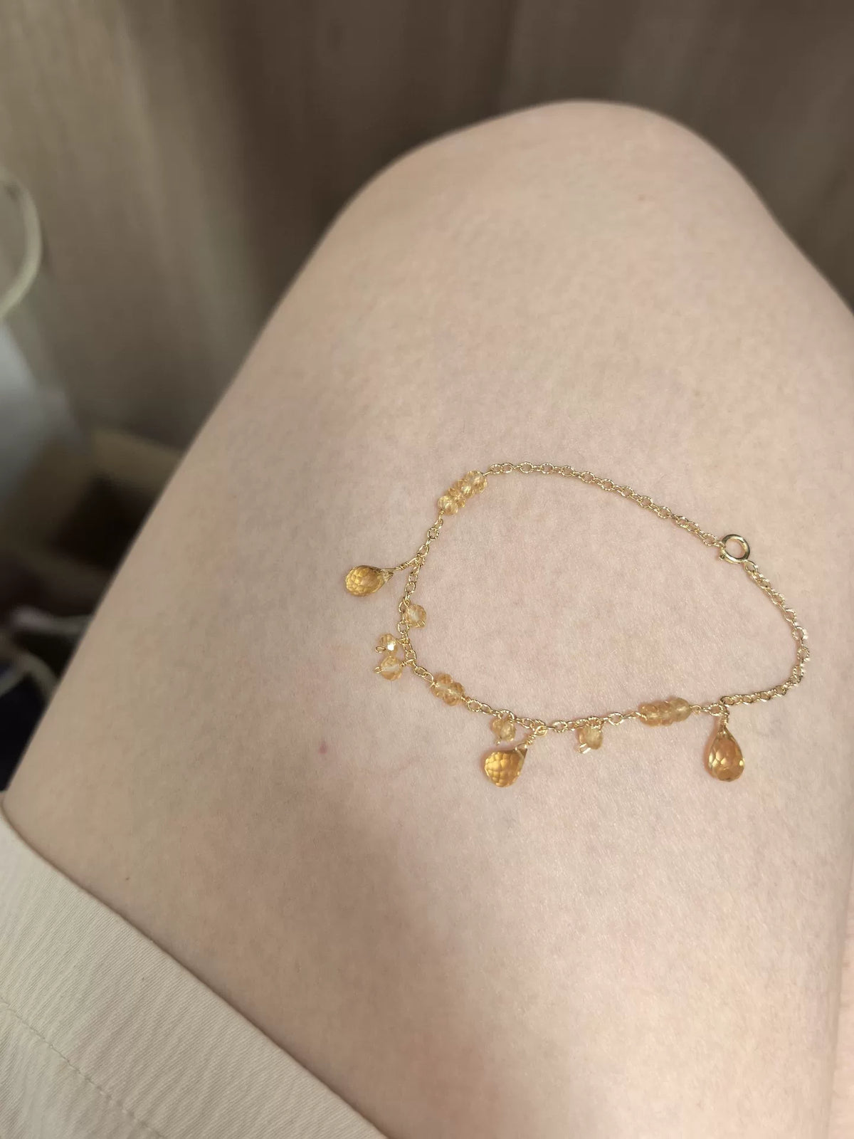 Armband med naturlig citrin och 14k guldylt metall