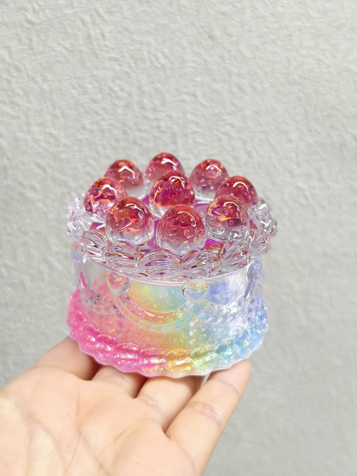 Resin Strawberry Cake Storage Box