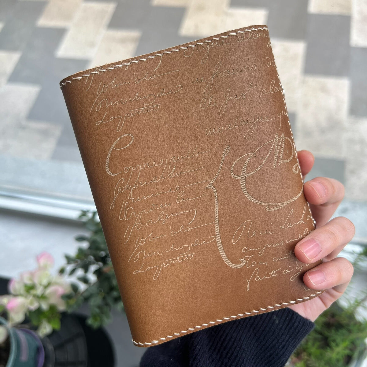 Engraved Leather Binder with Six Rings