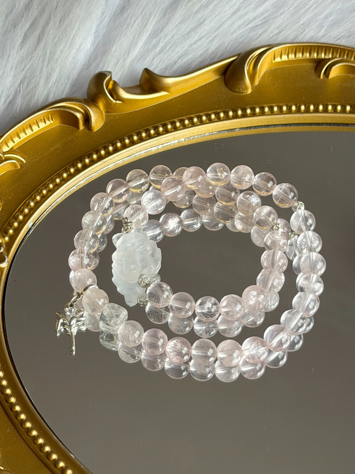 Rose Quartz Double Loop Crystal Bracelet