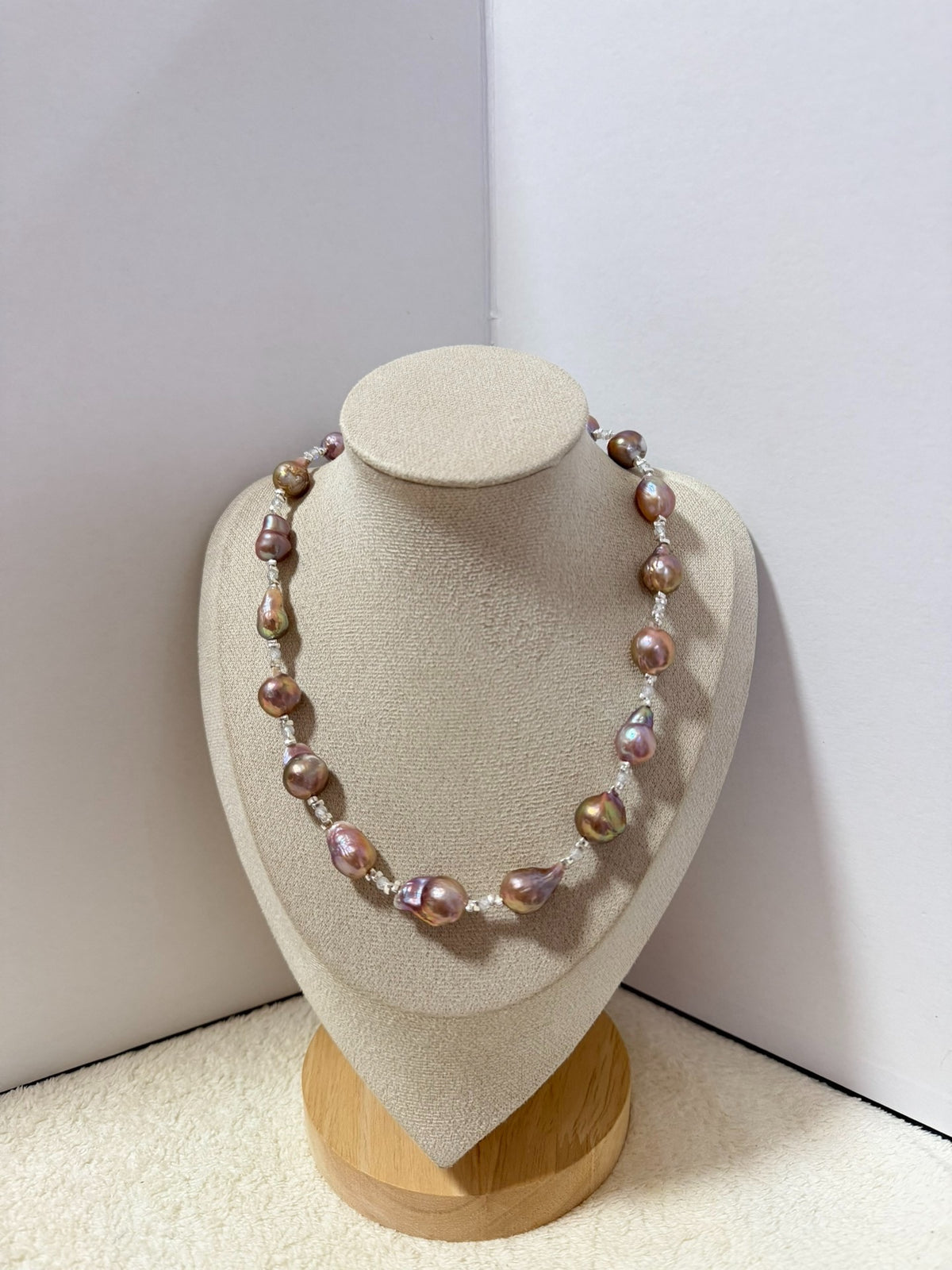 Purple Baroque Pearl Necklace with Iridescent Finish