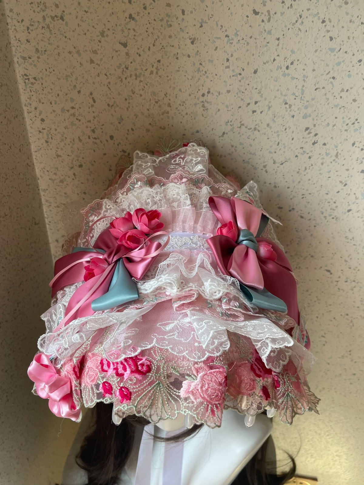 Lolita Pink Lace BNT Flat Hat