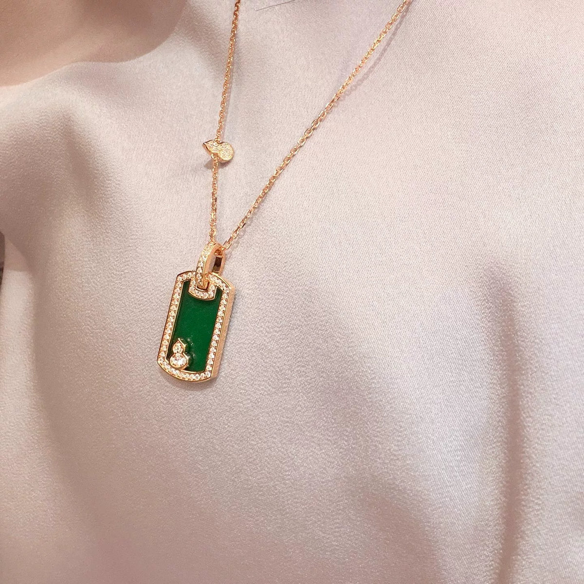Collana Argento S925 Verde Zucca Wu Shi Pai
