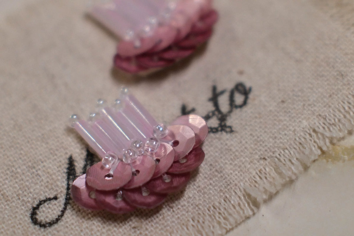 Brincos de Gota com Lantejoulas Rosas