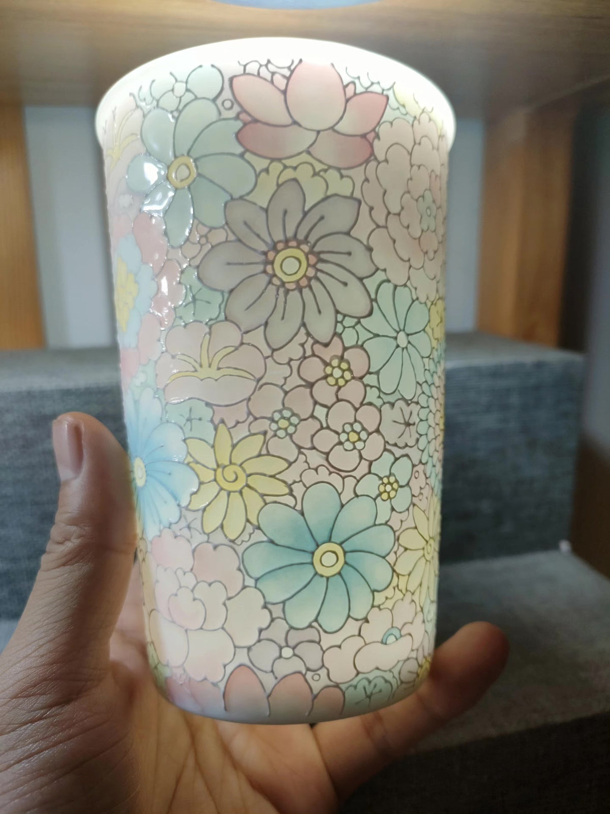Jade Clay Thousand Flowers Hand Painted Mug