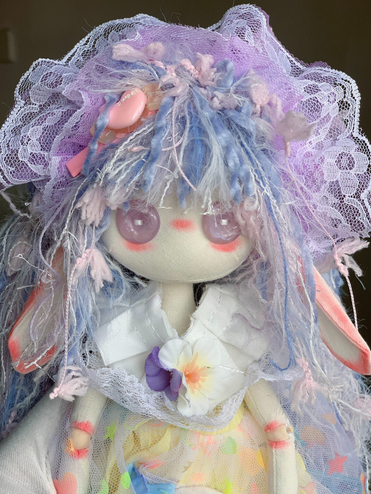 Handmade Cloth Doll with Bunny Ears