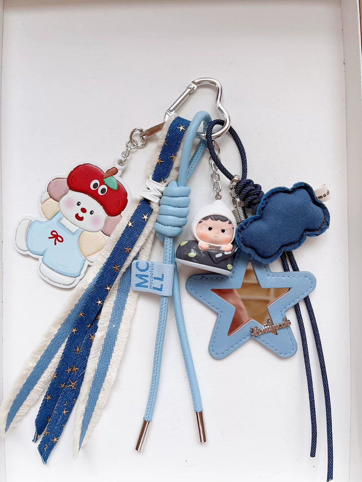 Blue Bag Charm Set With Star Mirror