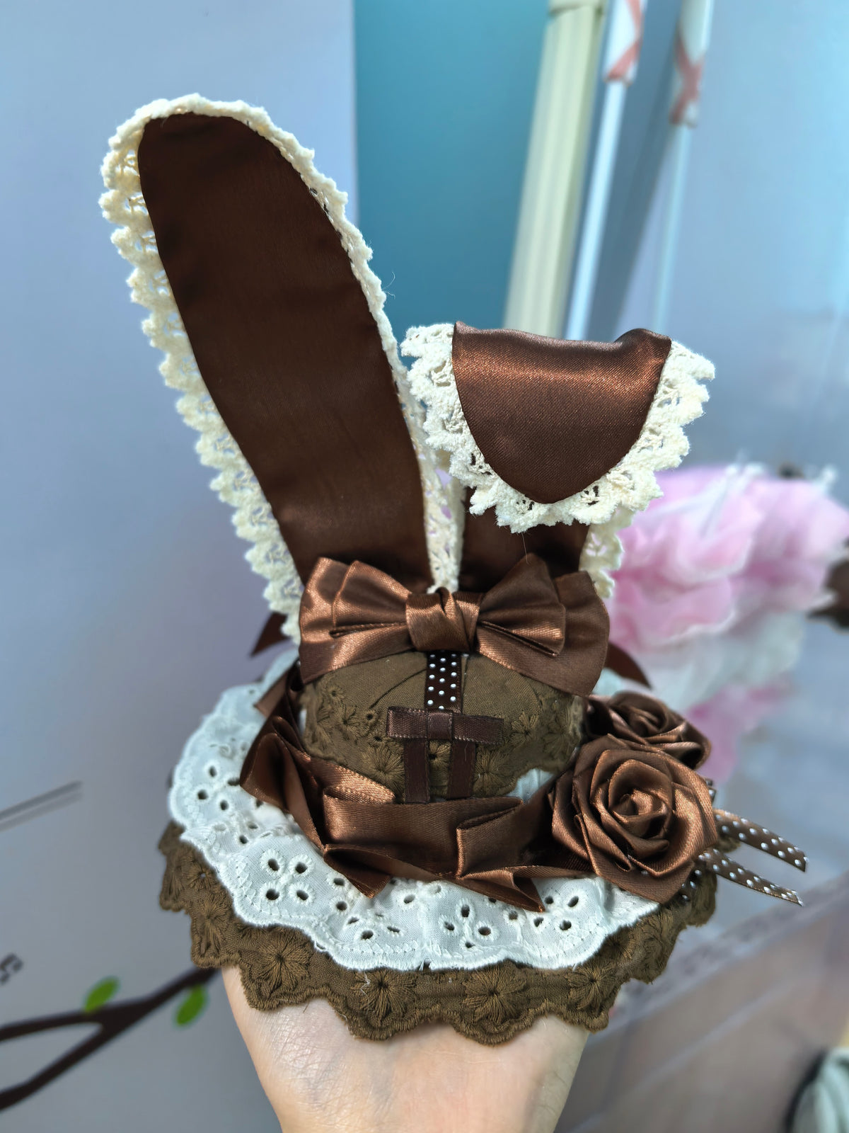 Brown Rabbit Ear Fascinator Hat