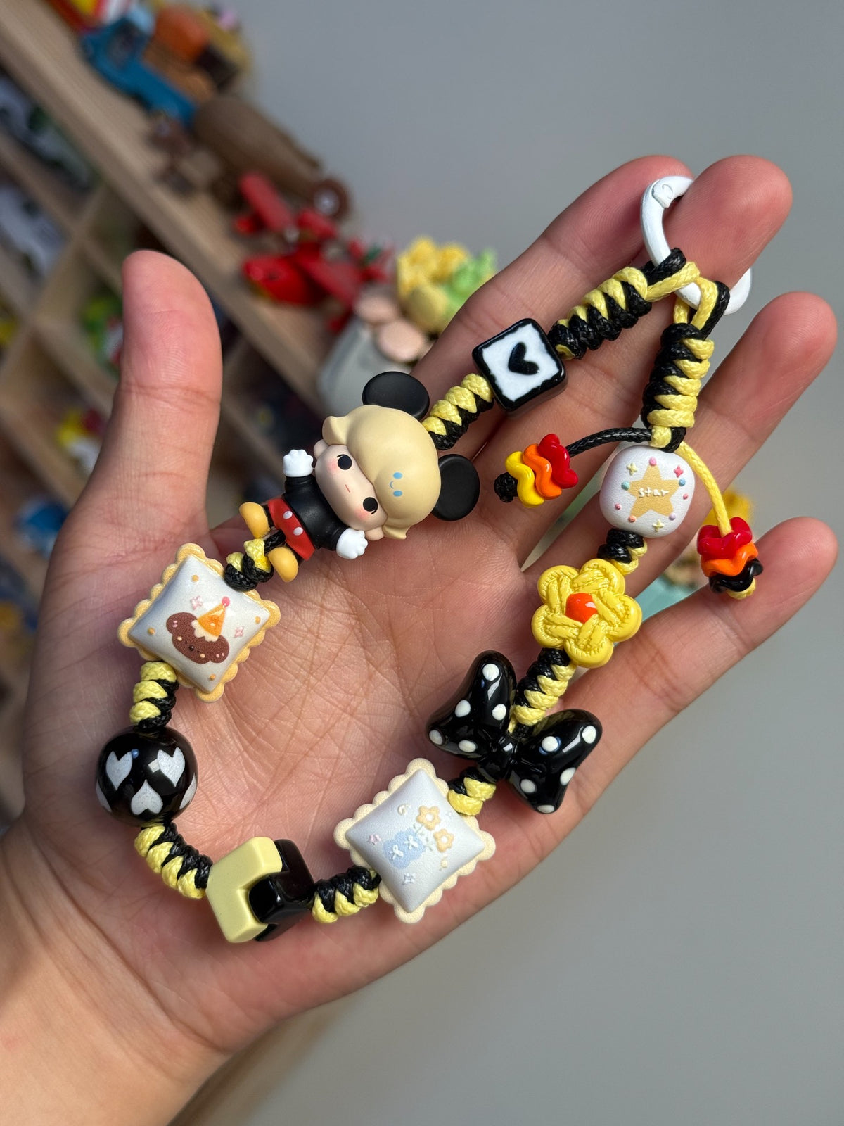 Dimoo Mickey Braided Cord Phone Charm