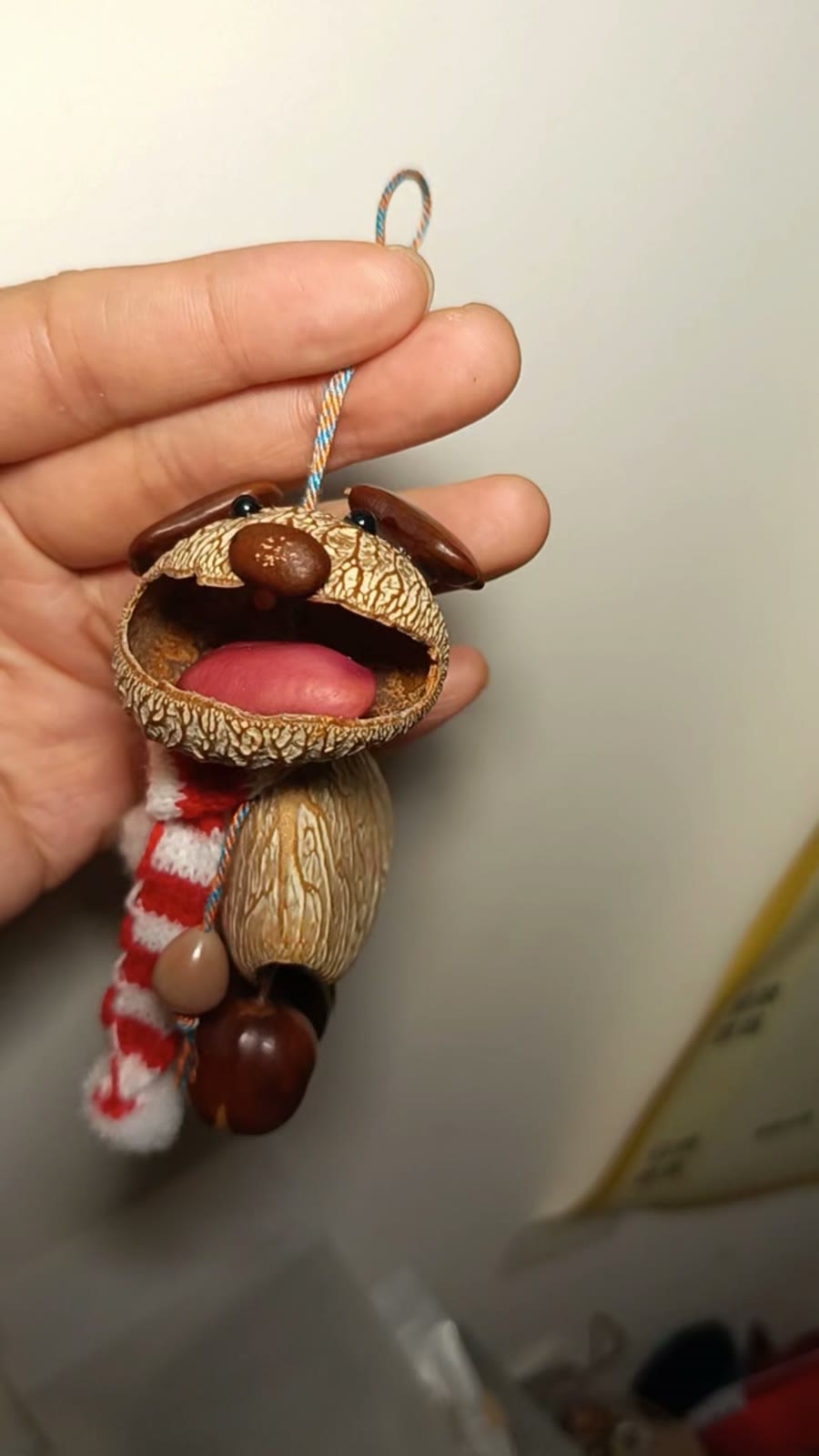 Walnut Shell Dog Rattle Pendant