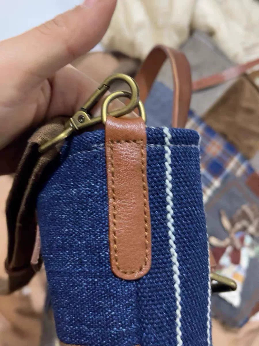 Handgefertigte Patchwork-Tote-Bag mit Ledergriffen