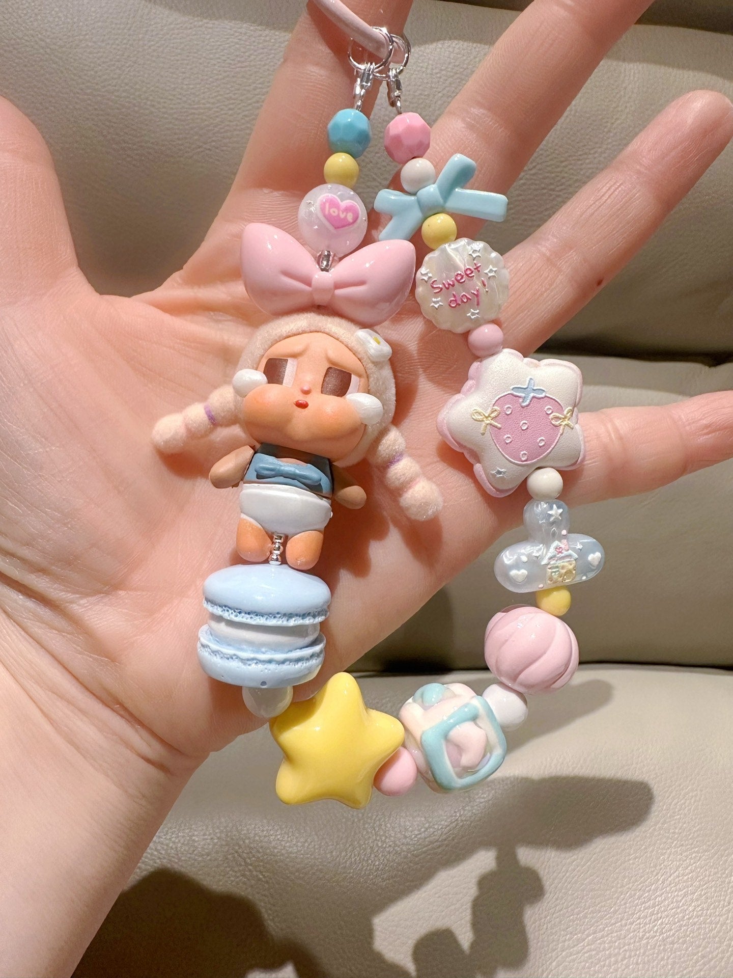 Pop Mart Beach Napping Crying Kid Phone Strap Bag Charm Keychain