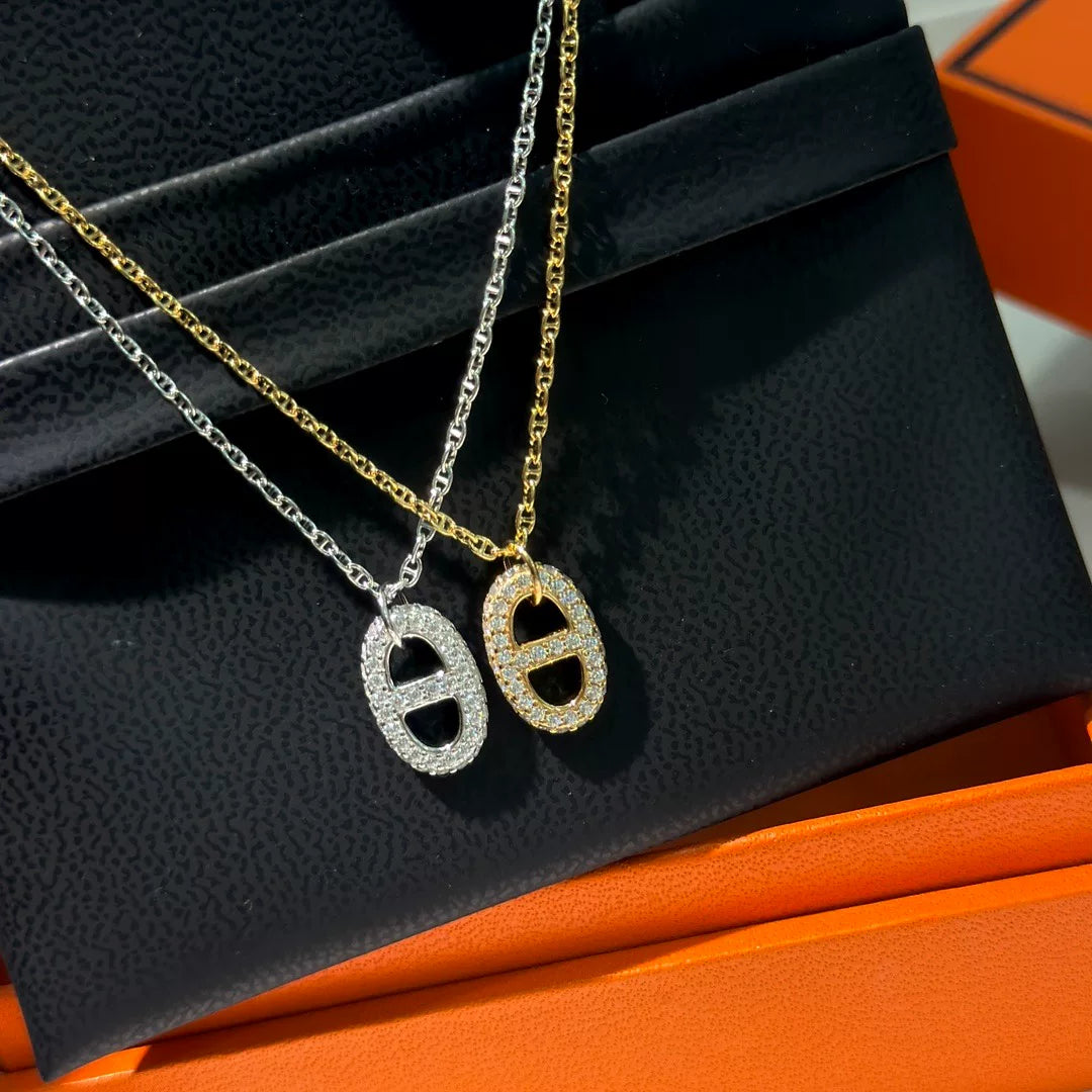 S925 Silver Pig Nose Pendant Necklace