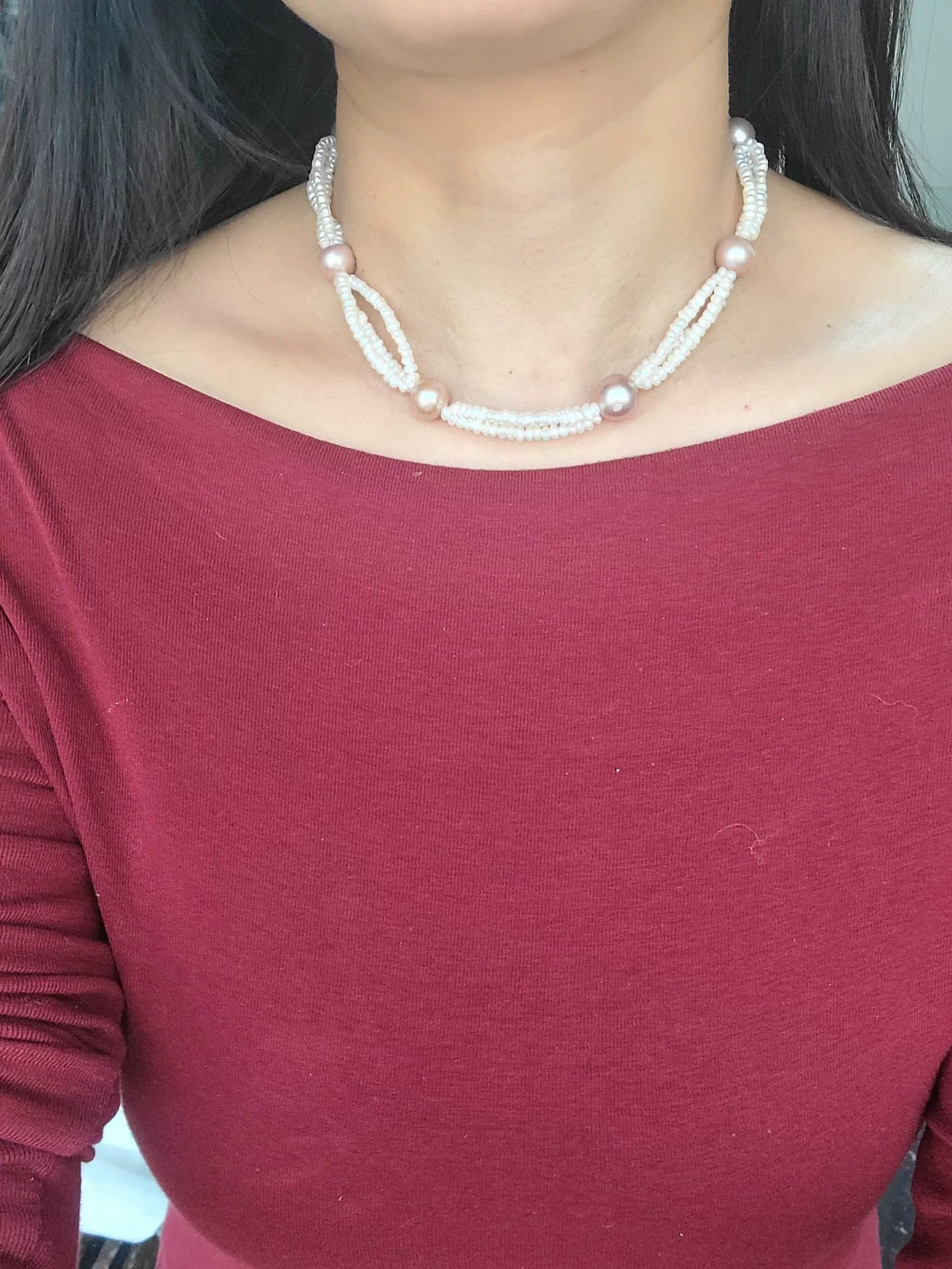 Set collana e bracciale in perle d'acqua dolce