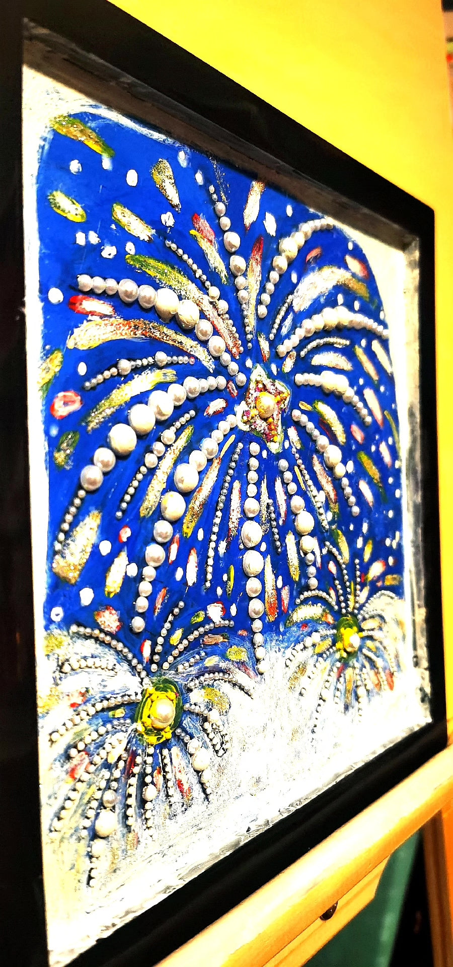 Textured Fireworks Snow Scene Wall Art