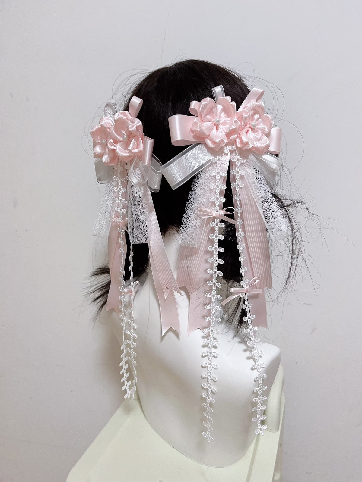 Pair Cherry Blossom Satin Hair Clips