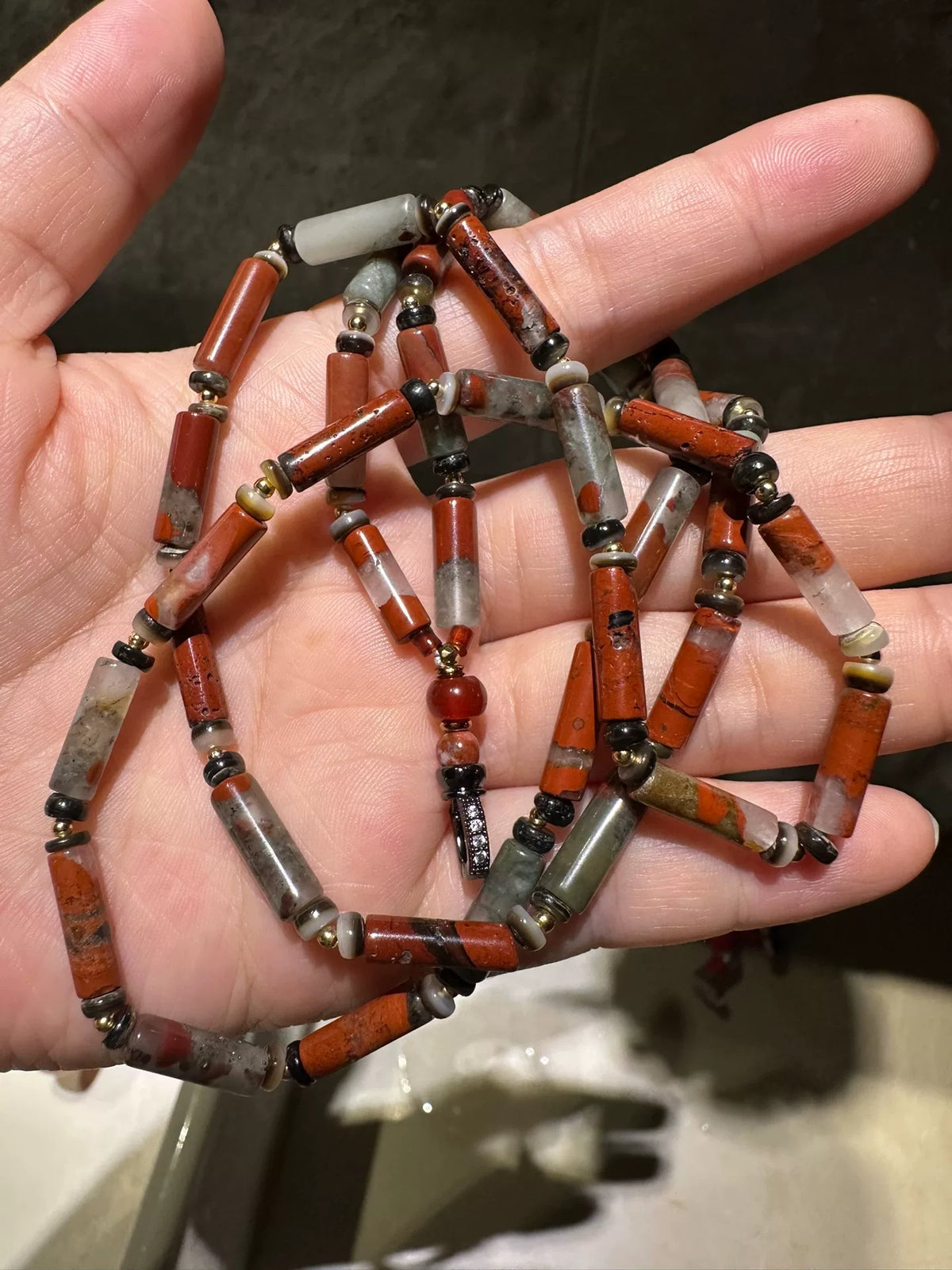 Mexican Peanut Obsidian Pendant Necklace Set