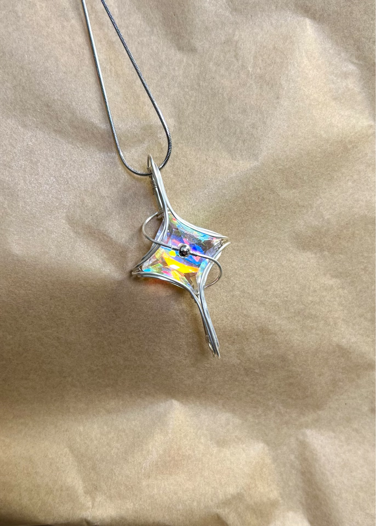 Wire Wrapped Star Pendant Zircon